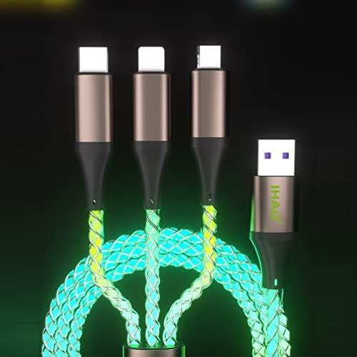 IHAO 60 W USB Type C to Type C Fast Charging Cable with LED Current Indicator – High-Speed Data Transfer for Android & i OS Devices – 39 Inch Universal Charger in Vibrant Green – Durable, Efficient Power Delivery for Modern Tech