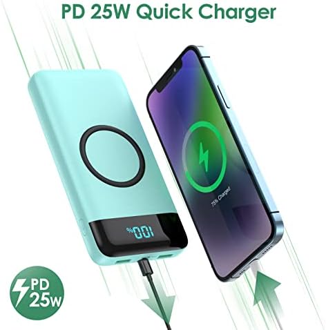 Ultra-High Capacity 30,800 m Ah Wireless Power Bank – 15 W Fast Charging & 25 W PD QC4.0 – Smart LED Display with 4 Outputs & 2 Inputs – Versatile USB-C External Battery Pack for i Phone, Samsung & More – Travel-Ready Charging Solution in Sleek White Finish