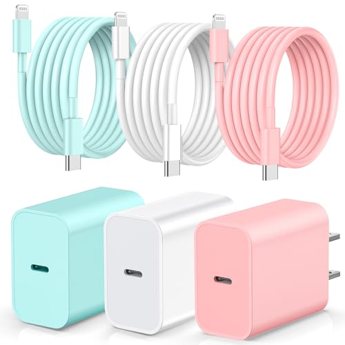 Elevate Your Charging Game with 20 W Fast Charging i Phone Charger – 3-Pack Type C Wall Adapter for i Phone 14/14 Pro/14 Pro Max/14 Plus/13/12/11, XS/XR/X, i Pad & Samsung (White, Pink, Blue) – Compact, Stylish, and Reliable Power Solution for On-the-Go Connectivity and Safety Features