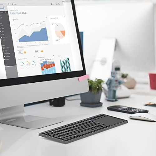 Elevate Your Productivity with the CZUR Ultra-Slim Bluetooth Keyboard and Touchpad – Rechargeable Wireless Keyboard for PC, Laptop, Tablet, and Phone – Effortless Compatibility and Sleek Design for On-the-Go Professionals