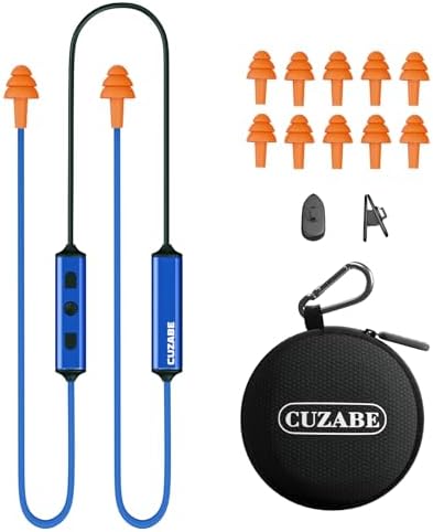 Cuzabe OSHA-Compliant Bluetooth Earplug Headphones – Advanced Noise-Canceling Neckband Earbuds with 20-Hour Battery Life & Customizable Fit for Enhanced Workplace Audio Safety and Comfort