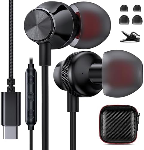 COOYA USB C Wired Earbuds for i Phone 16 Plus & Samsung S25 Ultra – Hi-Fi Stereo In-Ear Headphones with Mic, Lightweight & Durable Design for Crystal-Clear Sound and Enhanced Device Compatibility – Ideal for Travel and Everyday Use