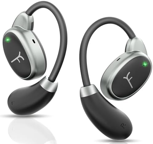 Open Ear Bluetooth 5.4 Earbuds – Unmatched Comfort with Secure Ergonomic Hooks, 32-Hour Battery Life, Waterproof & Shock-Resistant for Active Lifestyles – Superior Call Clarity and Device Compatibility for Runners and Fitness Aficionados