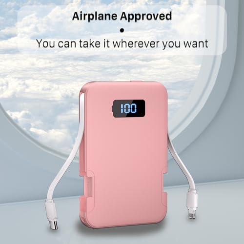 Ultra-Slim 5000 m Ah Portable Charger with Built-in Cables – Travel-Friendly Power Bank for i Phone & Android Devices – Lightweight, Efficient, and Universally Compatible External Battery Pack – High-Speed Charging with Multiple Safety Protections – Perfect for Daily Use and Emergency Power Needs – Ideal for Travelers and On-the-Go Charging Solutions
