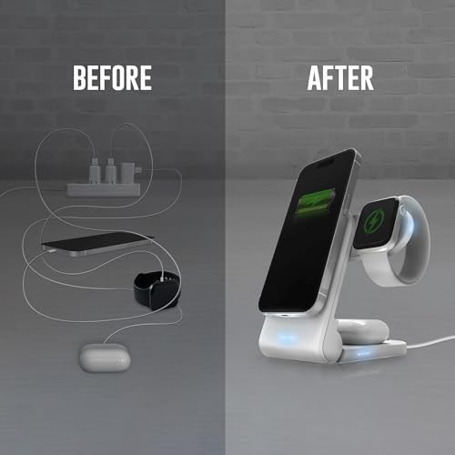 Effortlessly Charge All Your Devices with the STM Charge Tree Swing 3-in-1 Qi-Certified Wireless Charging Station – Fast 15 W Multi-Device Power Hub for i Phone, Samsung, Android, Air Pods & Apple Watch – Sleek Black Design Perfect for Home or Office Use – Streamline Your Charging Routine and Eliminate Clutter while Enjoying Safe, Reliable Power for All Your Essentials.