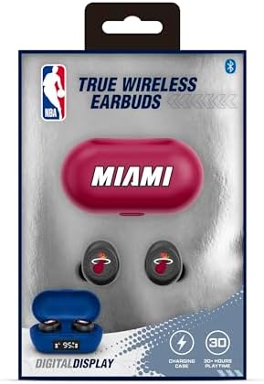 SOAR NBA True Wireless Earbuds v.7 – Miami Heat Edition: High-Performance Bluetooth 5.0 Earbuds with Ergonomic Comfort and Water-Resistant Durability for Ultimate Audio Enjoyment and Team Spirit, Designed for Active Music Lovers and Basketball Aficionados