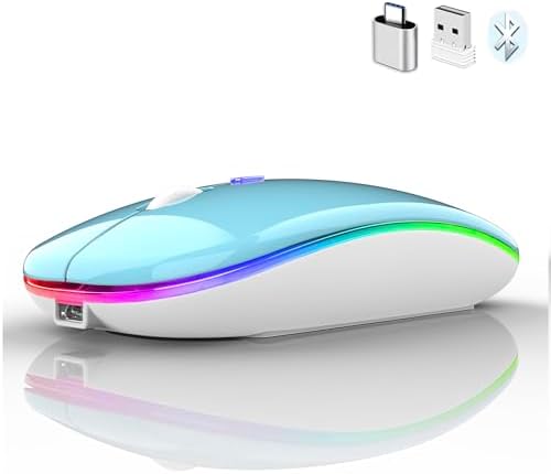 Sleek Bluetooth Wireless Mouse for Mac, Windows & i Pad – Ergonomic Design, High-Precision Navigation, Rechargeable & Dual-Mode Compatibility (Gray & Black) – Elevate Your Productivity with Clutter-Free Connectivity
