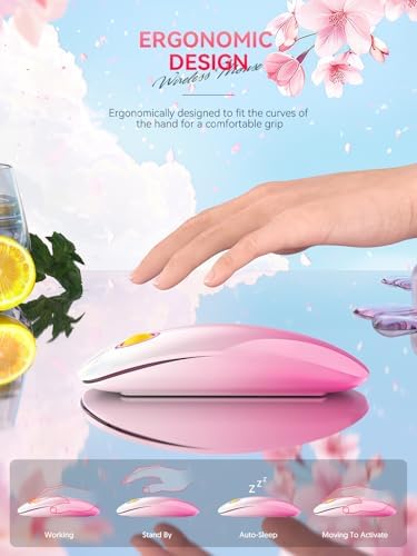 Sleek Purple Wireless Bluetooth Mouse – Effortless Dual Connectivity, 1600 DPI Precision, Whisper-Quiet Clicks, Long Battery Life for Enhanced Productivity and Versatile Device Compatibility