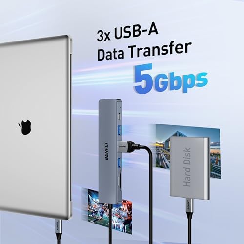 BENFEI 7-in-1 USB C Hub Multiport Adapter – Ultimate Connectivity Solution with 4 K HDMI, 100 W Power Delivery, High-Speed USB 3.0 Ports, and Card Readers for i Phone 15 Pro/Max, Mac Book, i Pad Pro & Samsung S23 – Boost Productivity and Streamline Your Setup