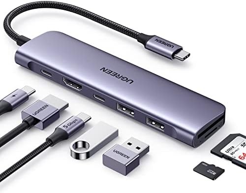 UGREEN Revodok 1071 7-in-1 USB C Hub – Ultimate Connectivity Dock with 4 K HDMI, 100 W PD Charging, Dual USB-A 5 Gbps Ports, and SD/TF Card Reader for Mac Book Pro, i Pad Pro, XPS, Think Pad – Enhance Your Productivity with Fast, Reliable Performance