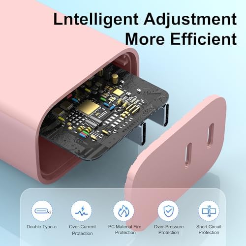 High-Speed Dual-Port USB C Charger Block – 3-Pack 20 W Type-C Wall Adapter for i Phone and i Pad Pro – Ultimate Convenience for Multi-Device Charging on the Go, Safe & Compact Design