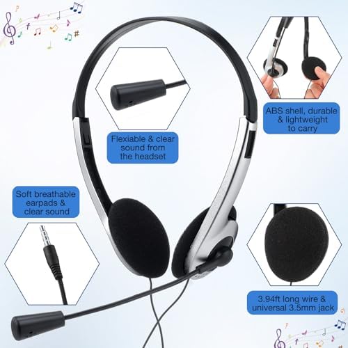 Yunsailing 30-Pack Classroom Headphones with Microphone – Lightweight, Adjustable On-Ear Earphones for Enhanced Student Engagement | Perfect for School, Remote Learning & Group Activities | Durable 3.5 mm Jack for Clear Audio Communication