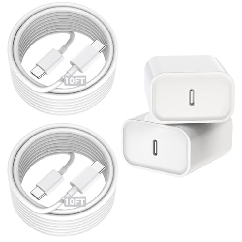 Ultimate 10 FT Fast Charging i Phone Bundle: USB C to Lightning Cable & Type C Wall Adapter – Unmatched Speed & Convenience for i Phone 14/13/12/11/X Models – Dual Pack for Home & Office Use – Premium Quality Charging Solution
