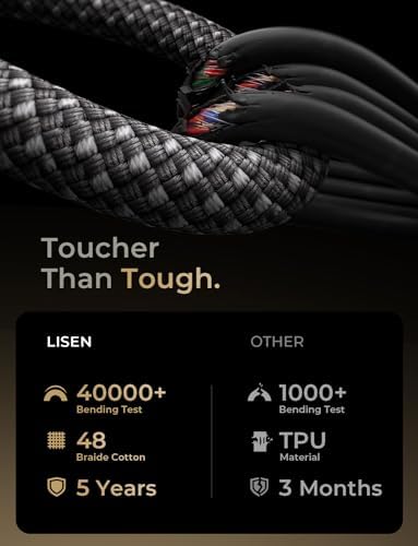 LISEN USB C to USB C Cable 5-Pack – Premium Fast Charging Solution with 60 W Power Delivery, Versatile Lengths (3.3 FT, 6.6 FT, 10 FT) for i Phone 16, i Pad Mini 6/Pro, Mac Book Pro 2020 & Samsung S23 – Durable, High-Speed Connectivity for All Your Devices