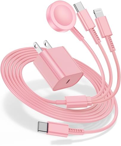 Ultimate 3-in-1 Fast Charging Cable for Apple Devices – 20 W USB-C Charger with 6 FT Length for Seamless Compatibility with Apple Watch Ultra2/SE/10/9/8/7/6/5/4/3 & i Phone 15/16 Pro Max/14/13/12/11 – Elegant White Design for Effortless Organization and Rapid Charging Efficiency