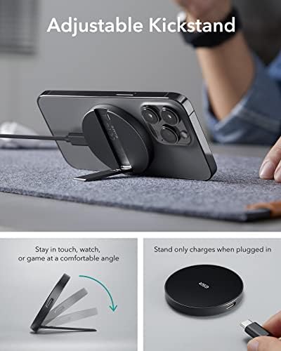 ESR Mag Safe 15 W Wireless Charger – Dual USB-C Charging Pad for i Phone 16 Pro Max, 16 Pro, 16, 16 Plus, 15, 14, 13, 12, and Galaxy S25 – Sleek Desert Titanium Finish – Effortless Magnetic Alignment for Air Pods Pro/3/4 – High-Speed Charging & Enhanced Device Compatibility