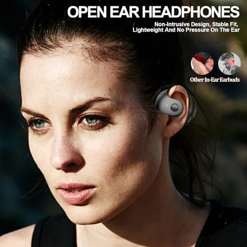 Experience Next-Level Awareness with GGSTOPWATER Open Ear Bluetooth 5.4 Earbuds – Ultra-Lightweight, IPX5 Waterproof Sports Headphones Featuring Ergonomic Earhooks and Built-In Microphone for Optimal Comfort and 48-Hour Playtime, Ideal for Running, Workouts, and Daily Commutes (Black)