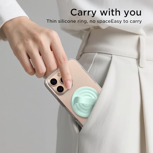 Revolutionary Magnetic Phone Ring Grip Holder – Ergonomic Silicone Finger Loop for i Phone Pro Max/Plus, 12/13/14/15/16 Series – Compatible with Mag Safe – Oat Color Enhances Aesthetics and Comfort – 360-Degree Rotation for Effortless Use – Secure Your Device with Style and Stability – Essential Smartphone Accessory for Unmatched Usability and Convenience