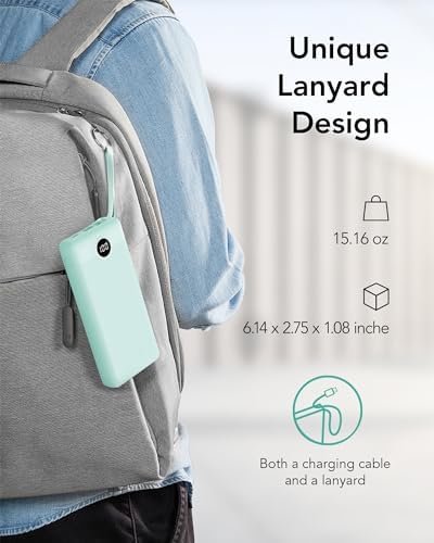 Ultimate 20000 m Ah VRURC Portable Charger with Built-in Cables – Fast Charging Power Bank for Travel, PD & QC 3.0 Compatible, 4 Output Ports & Dual Input, Ideal for i Phone, Samsung, Android Devices – Compact & Durable Battery Pack for On-the-Go Power