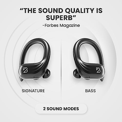 Enhance Your Workout with Back Bay Audio Runner 60 Wireless Bluetooth Earbuds – 80-Hour Battery Life for Uninterrupted Performance, Secure Over-the-Ear Fit, Waterproof Design for Active Lifestyles, and Superior Sound Quality with Built-in Microphone for Effortless Hands-Free Calling
