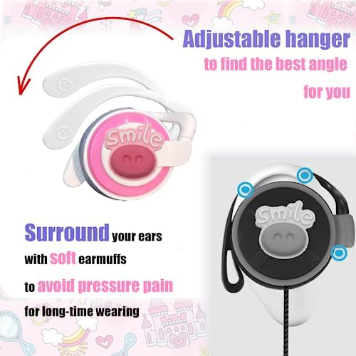 Vibrant Pink Over-Ear Kids Earbuds with Secure Earhooks – Perfectly Designed Audio Companion for Ages 3-8, Ideal for School, Home, and On-the-Go Listening with Universal 3.5 mm Compatibility for Phones and PCs