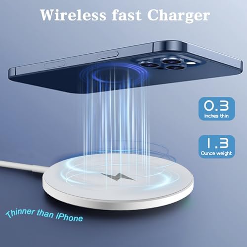 Premium Magnetic Wireless Charger Duo – 10 FT Fast Charging Pad for i Phone 16/15/14 Series & Air Pods 3 – 20 W PD Adapter Included, Enhanced Safety Features – Optimal Alignment & Portability for Home, Office, Travel