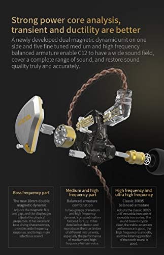 Elevate Your Sound Experience with CCA C12 Hybrid IEM Earphones – 5 Balanced Armature & 1 Dynamic Driver Design for Audiophiles, Musicians, and DJs – Superior Noise Isolation, Enhanced Compatibility, and Ergonomic Comfort for Extended Use