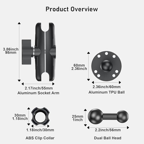 Heavy-Duty Industrial Tablet Mount for Vehicles – Adjustable Aluminum Arm for 4.7″-12.9″ Devices, Ultimate Stability Drill Base, Perfect for Trucks, Boats, and Workspaces – Versatile Dashboard & Wall Installation in Sleek Black Finish