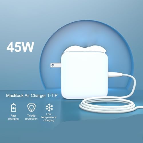 Advanced 45 W T-Tip Charger for Mac Book Air A1436 A1466 A1465 – Rapid Charge Power Adapter for 11″ & 13″ Retina Laptops – CE/FCC/ROHS Certified Safety, Robust Construction, and 6 ft Cord for Exceptional Portability and Convenience