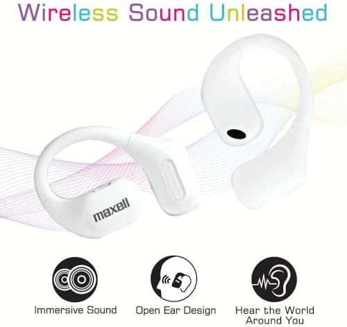 Maxell OWS Pro Bluetooth Open Earhook Earbuds – 18-Hour Battery Life, Surrounding Sound Awareness, Ergonomic Fit, Vibrant Color Choices, Seamless Bluetooth Connectivity for Active Lifestyles and Enhanced Listening Freedom