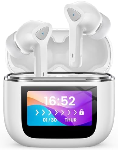 Advanced Bluetooth 5.3 Waterproof Earbuds with 50-Hour Battery Life – Immersive Deep Bass Sound for Fitness Enthusiasts, Featherweight In-Ear Headphones Featuring Integrated Microphone for Effortless Hands-Free Communication, Perfect for Outdoor Activities and Daily Use