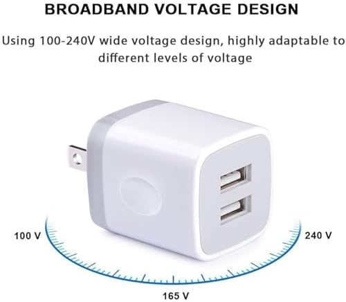 Efficient Dual Port USB Wall Charger – 2.1 Amp Fast Charging Adapter for i Phone 16 Pro Max, Samsung & Android Devices – Compact, Lightweight Design for Home, Office, and Travel – Universal Compatibility with Built-in Safety Features – Quick Power-Up for Multiple Devices