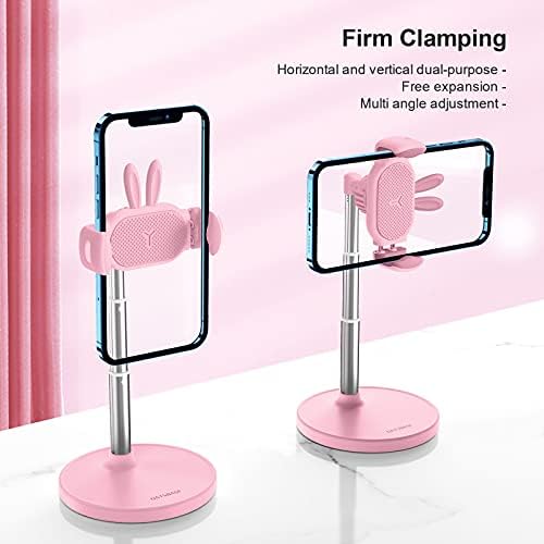 OATSBASF Cute Cell Phone Stand, Adjustable Bunny Phone Stand for Desk, Thick Case Friendly Holder Compatible with iPhone, Kindle, iPad, Switch, All Phones (Pink) – Enhanced Compatibility and Speed