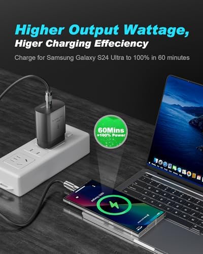 Dual Pack 45 W USB-C Charger Block with 3.3 FT Fast Charging Cables – Ultimate Universal Compatibility for i Phone 15/16 and Samsung Galaxy S24/S23/S22 Ultra/Note 20 – Rapid Power Delivery and Enhanced Portability for Home, Office, and Travel – Durable Charging Solution for All Devices