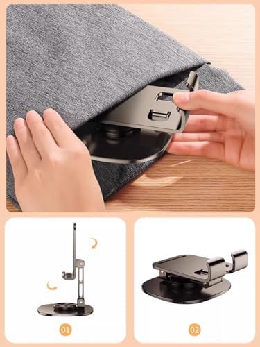 Versatile Purple Dual Folding Cell Phone Stand – Fully Adjustable, Thick Case Friendly Desktop Holder for All Smartphone Models – Compact and Portable Cradle Dock for Enhanced Productivity and Comfort