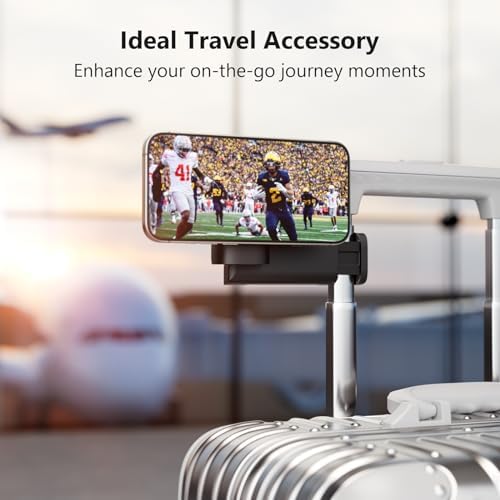 MiiKARE Airplane Travel Essentials Magnetic Phone Holder, Universal Handsfree Phone Mount for Flying with 360 Degree Rotation, Travel Must Haves Phone Stand for Desk, Tray Table, Black – Enhanced Compatibility and Speed