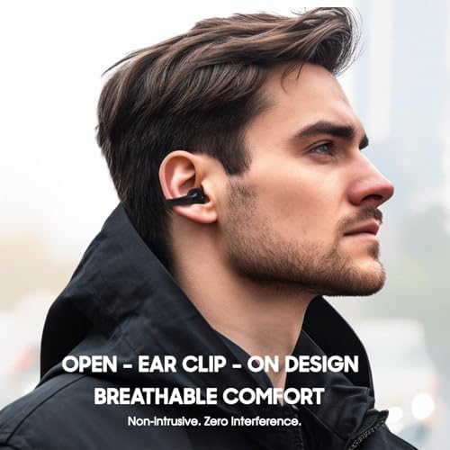 Revolutionary C1 Pro Clip-On Bluetooth Earbuds – Open-Ear Design for Active Lifestyles, Ultimate Ambient Awareness, Lightweight Comfort for Glasses Wearers, Premium Sound Quality with Deep Bass and Crystal Clarity, Extended Battery Life for All-Day Use, Stylish Ear Clips Perfect for Daily Wear and Special Events