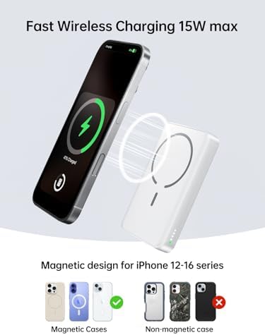 Magnetic 2-in-1 Wireless Portable Charger for Apple Watch & i Phone – 12000 m Ah Fast Charging Power Bank with 20 W Output for i Phone 16/15/14/13/12 & All Apple Watch Series – Compact Travel Essential in Pink – Charge 4 Devices Simultaneously with Advanced Safety Features
