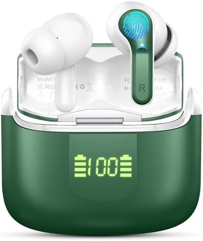 Unleash Your Sound with 2025 Bluetooth Wireless Earbuds – Cutting-Edge IP7 Waterproof Technology, 40-Hour Bass-Enhanced Playback, and Advanced ENC Noise Cancellation via 4 HD Mics – Quick USB-C Recharge for Effortless Compatibility with Android & i OS – Ideal for Active Lifestyles and Immersive Listening Experiences