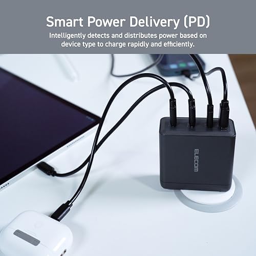 Ultra-Fast ELECOM 150 W USB-C Wall Charger Block – Compact Multi-Port Ga N II Adapter for Rapid Charging of Laptops, Tablets, i Phones & More – Enhanced Safety Features for All Devices – Perfect for On-the-Go Charging Solutions