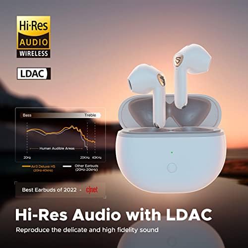 Experience Next-Level Sound with Sound PEATS Air3 Deluxe HS True Wireless Earbuds – Advanced Bluetooth 5.3 Technology, 14.2 mm High-Resolution Drivers, and 4 Microphone Noise Cancellation for Superior Call Clarity – IPX4 Waterproof Design for Active Lifestyles – Enjoy Up to 20 Hours of Uninterrupted Playback – The Ultimate Choice for Music Enthusiasts and Fitness Buffs