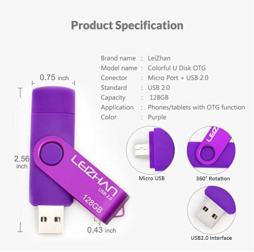 Unlock Ultimate Storage with LEIZHAN 128 GB OTG Flash Drive – Fast USB 2.0 Micro Pendrive for Android Devices, Perfect for Samsung Galaxy, Xiaomi, LG, Sony, One Plus, HTC, and Meizu – Reliable, Portable Memory Solution for Photos, Videos, and Documents