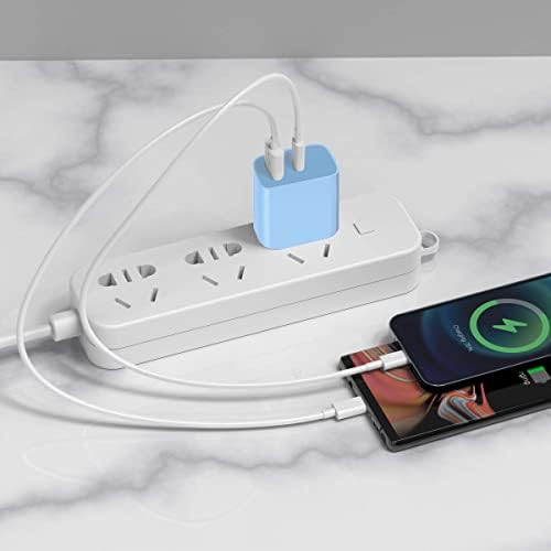 Dual Port USB C Charger Block – 20 W Fast Charging Power Adapter for i Phone 16/15/14/13/12/11 Pro/Max & Galaxy S24/S23/Note 20 – Compact and Stylish Blue Design for Efficient Travel Charging – Universal Compatibility with Pixel 9/8/7/6 – Optimal Power Delivery for Rapid Device Charging