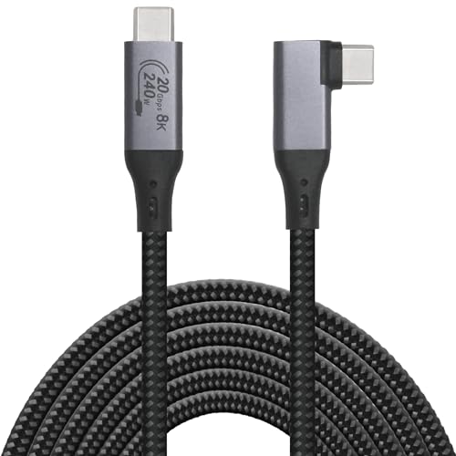 Elevate Your Connectivity with a 6-Foot USB4 Cable – Ultra-Fast 40 Gbps Data Transfer, 8 K HD Display Support, and 240 W Rapid Charging – Flexible 90-Degree Right Angle USB-C Design for Optimal Performance in Tight Spaces and Seamless Compatibility with Thunderbolt 3 & 4 Devices