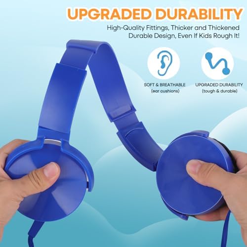 Exceptional Wireless Comfort for Learning – 2 Pack Kids Headphones with Soft Swivel Ear Pads for Engaging Online Education, Stylish Light Blue & Purple On-Ear Designs Ideal for School Use and Virtual Classrooms, Durable Wired Connectivity for Laptops and Meetings