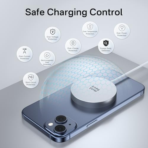 Minthouz Qi2 Magnetic Wireless Charging Pad with 20 W Power Adapter – Rapid Charging for i Phone 16/15/14/13/12 Series & Air Pods 2/3/Pro – Ultimate Qi-Enabled Device Compatibility & Safety Features for Hassle-Free Power Solutions