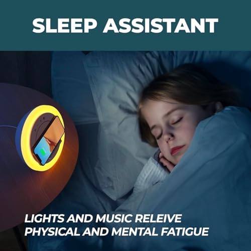 Innovative All-in-One Wireless Charging Station: Premium Bluetooth Speaker with RGB Ambient Lighting for i Phone and Multi-Device Compatibility – Transform Your Space with Stylish Functionality and High-Fidelity Sound – Perfect for Home Office, Bedside, or On-the-Go Convenience – Elevate Your Charging Experience with Seamless Bluetooth Connectivity and Adjustable Lighting to Set the Right Mood – Durable Design for Long-Lasting Use – A Must-Have Tech Accessory for Modern Living and Lifestyle Upgrade