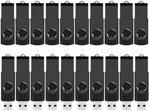 FEWINA 2 GB USB Flash Drive Bulk Pack – 20 Swivel Memory Sticks for Effortless Data Storage & Transfer – Reliable USB 2.0 Jump Drives for Personal, School & Business Use – Compact & Durable Backup Solution in White
