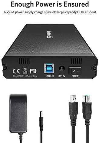 Inateck RGB 3.5-Inch SATA Hard Drive Enclosure – USB 3.0 External Case for 2.5”/3.5” HDD & SSD with 20 TB Capacity Support, 12 V/2 A Power Adapter, and Versatile Expansion Ports – Ideal for Gamers and Tech Enthusiasts – Enhance Data Management with Stylish RGB Lighting