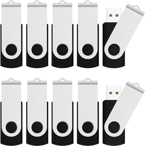 JUANWE 10-Pack 2 GB USB Flash Drives – Reliable Portable Memory with 360° Swivel Design for Effortless Data Management – Ideal for Computers, Cars & On-the-Go Storage – Durable USB 2.0 Thumb Drives for Quick File Transfers and Backup Solutions